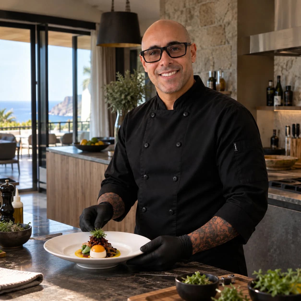 Bruno Sousa plating a dish